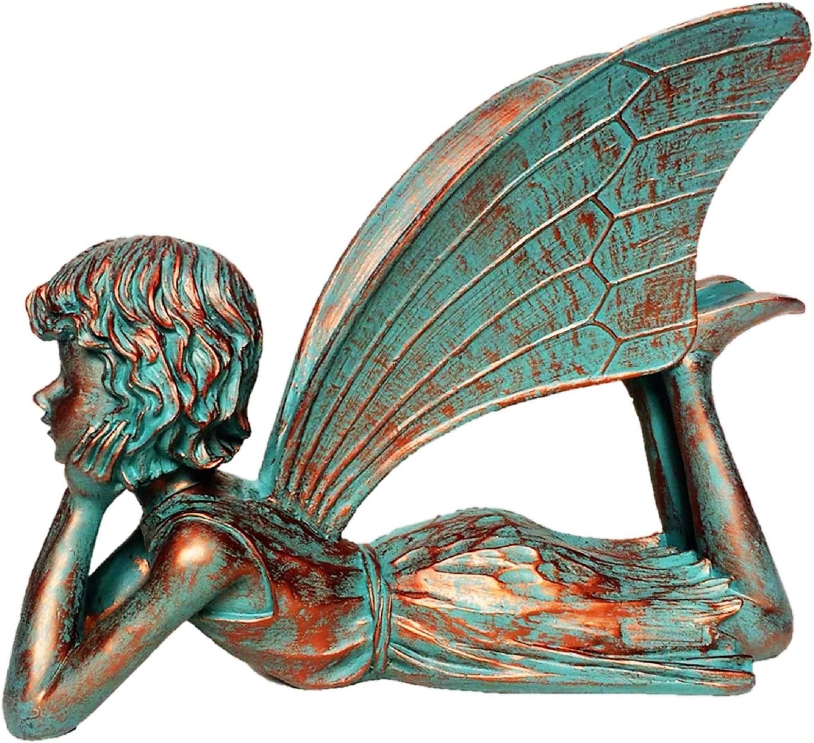 Suffolk Fairies Homestyles Dreamer Fairy 99011 Extra Large Lying Statue Bronze Patina