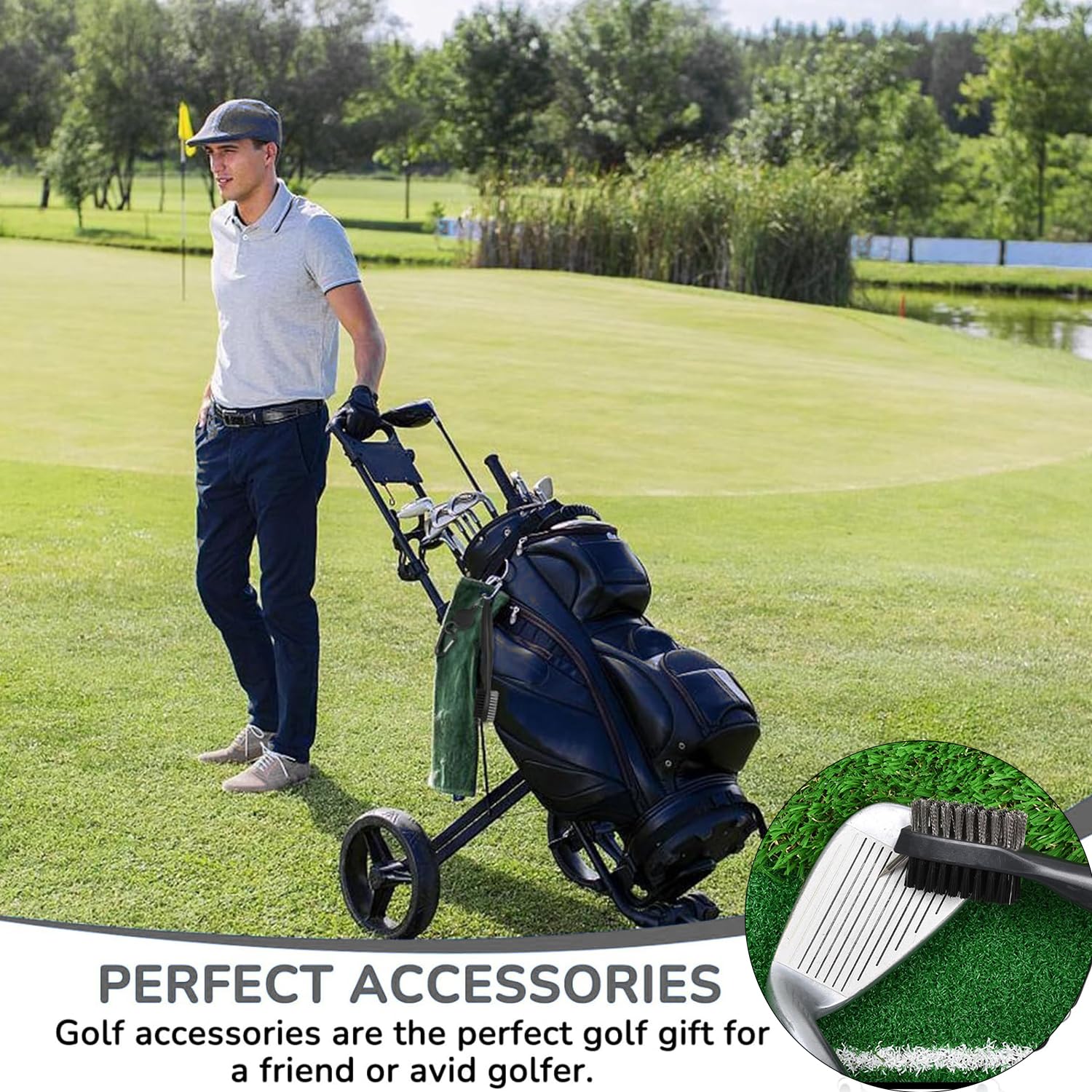 Cepillo de Golf y Limpiador de Ranuras 2 en 1,Limpiador Palos Golf,Regalos de Golf para Hombres,para Colgar en Bolsa de Golf