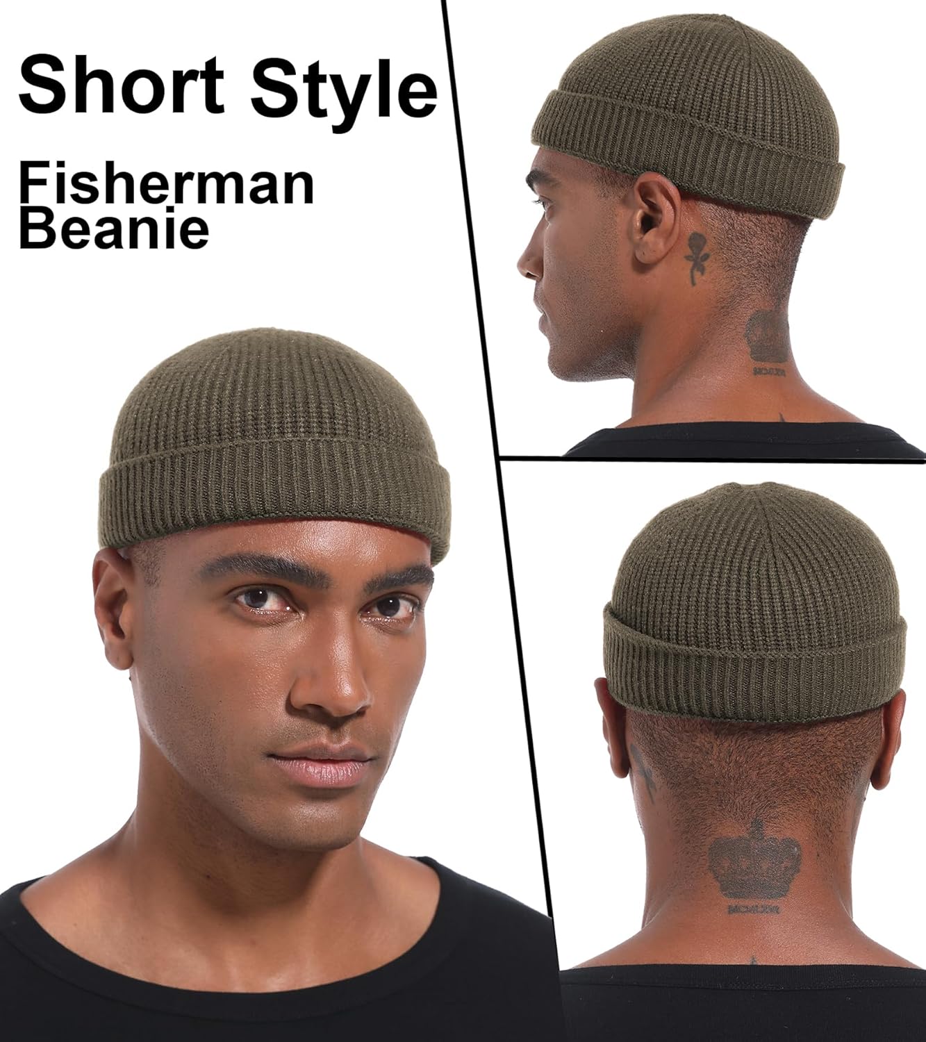 Wool Cuffed Beanie for Men Unisex Knit Watch Cap Thin Fisherman Beanies - Image 3