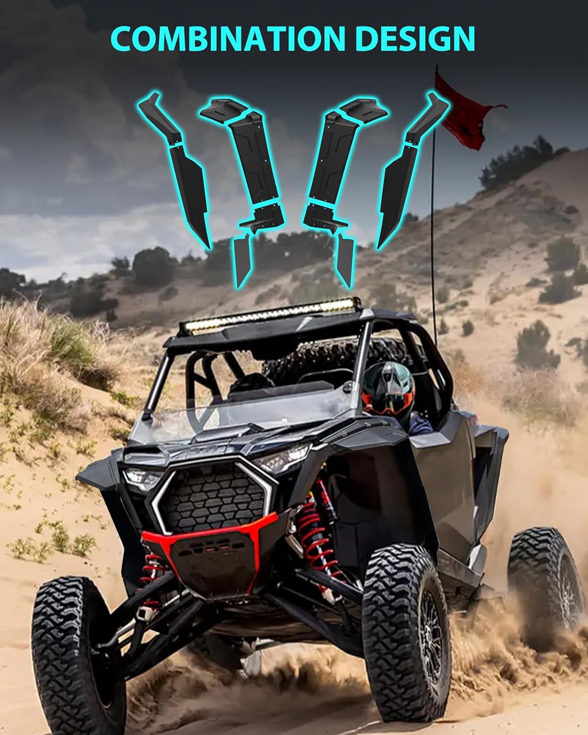 Fender Flares for Polaris RZR PRO XP XP4/R R4/S S4 2025+ Accessories, Front & Rear Full Coverage Mud Flaps Mud Guards Splash Guards, Replace #2890407