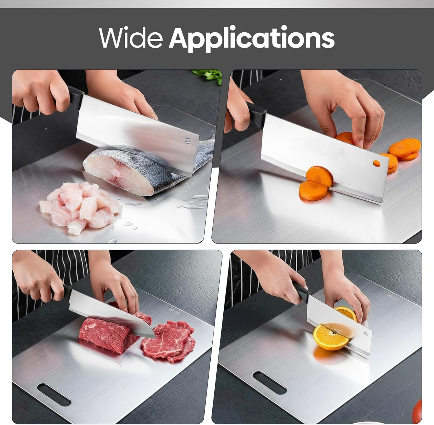 Pure 100% Titanium Cutting Board, Food-Grade & Knife-Friendly, Durable Double-Sided Design, Dishwasher Safe for Meat, Fish, Fruit & Vegetables (18 x 12)