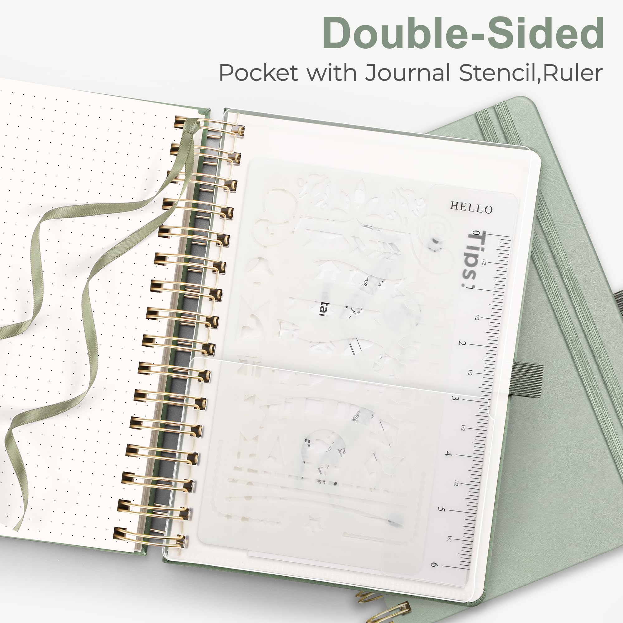 RETTACY Bullet Dotted Journal-A4 Notebook Hardcover Leather Thick Journal,Dot Grid Notebook 300 Pages for Writing,100gsm - Image 4