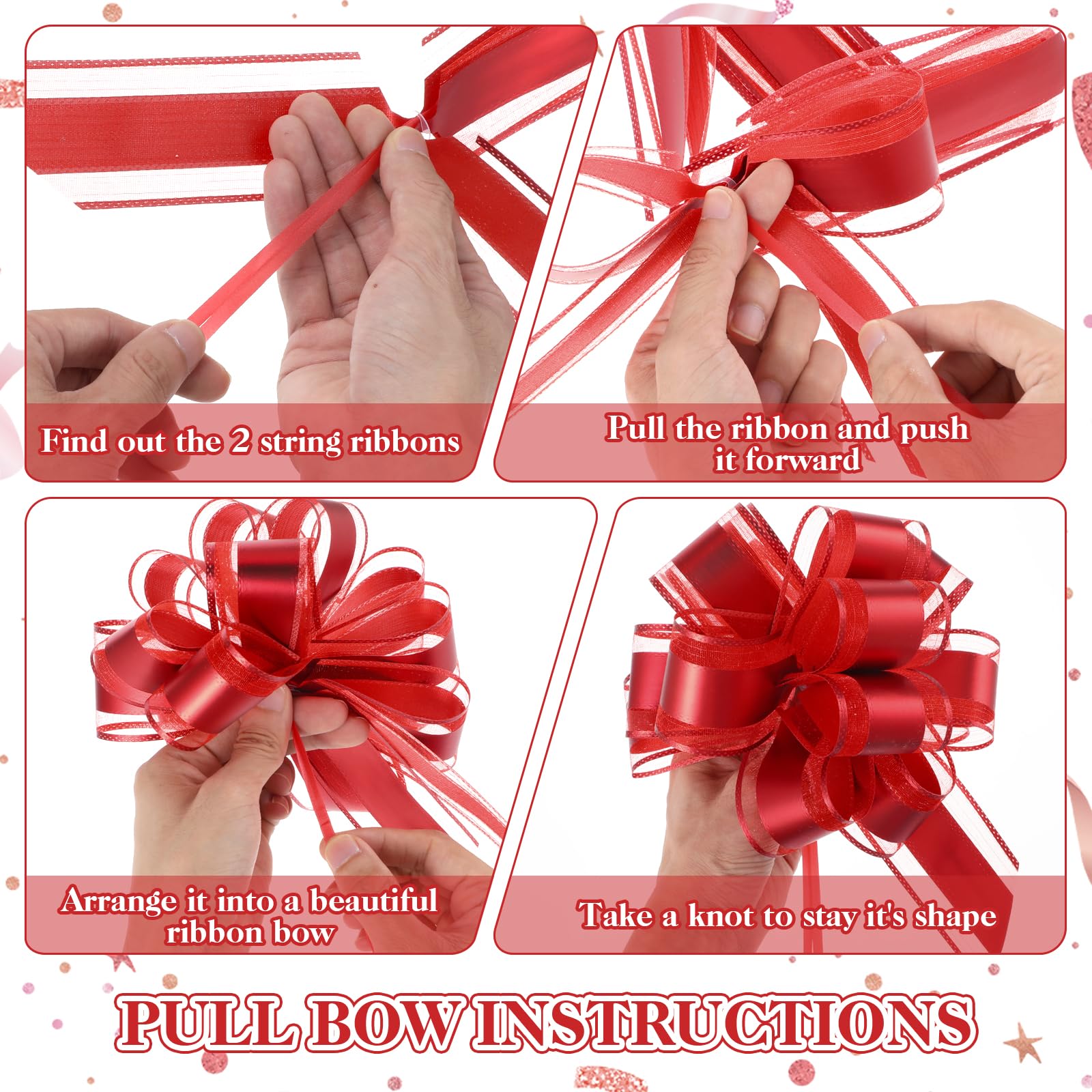 10 lazos grandes para regalo de 18 cm, con cintas de regalo, lazos decorativos para manualidades, embalaje, boda, embalaje de regalo de cumpleaños (rojo)