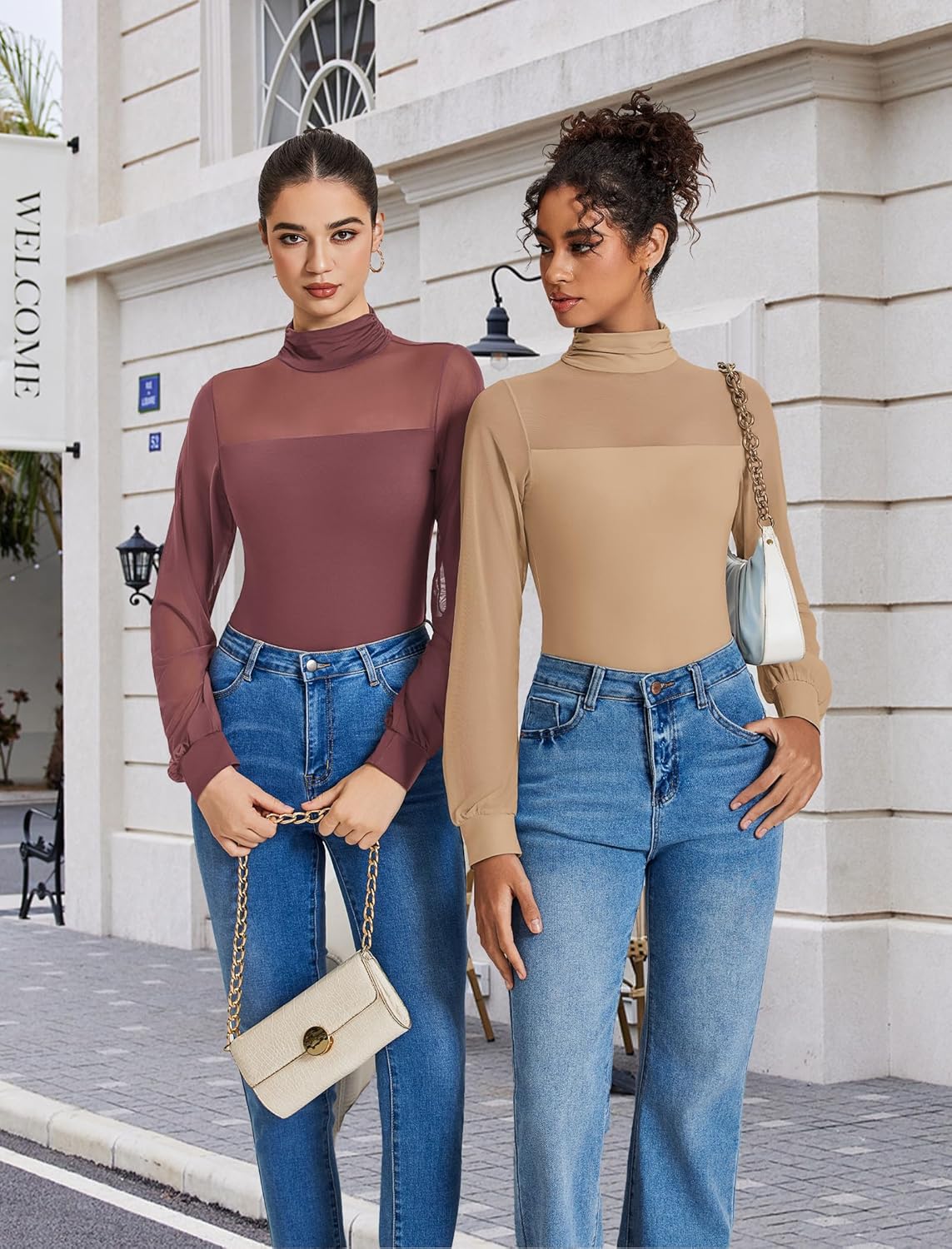 Avidlove Long Sleeve Body Suits Womens Mesh Turtleneck Bodysuit Thong Dressy Going Out Bodysuits Top Fall Outfits - Image 5