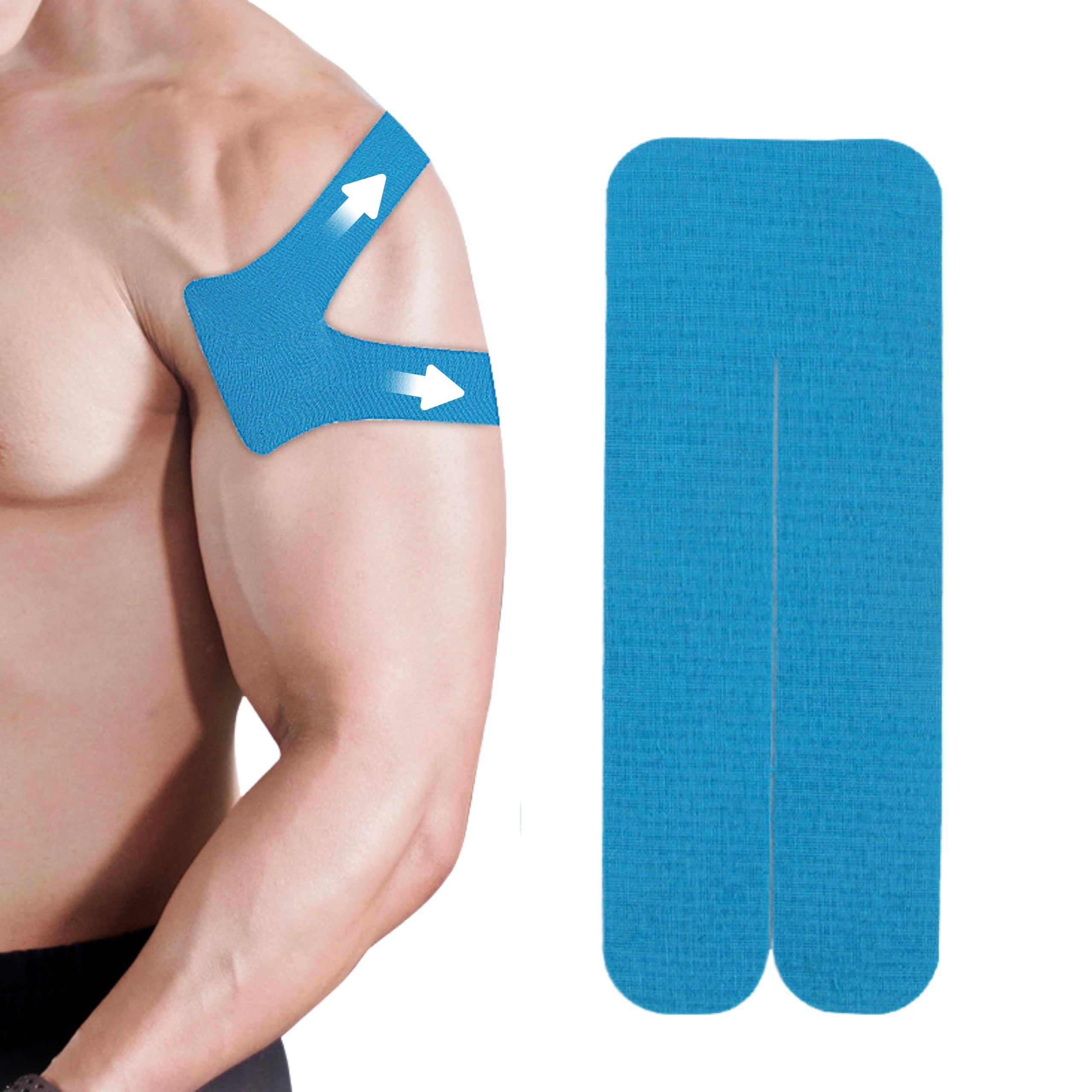 Wonder Care Kinesiology Tape Blue, 5 Pieces, Waterproof, Latex-Free Breathable Sports Tape for Pain Relief, Muscle Support, Injury Recovery