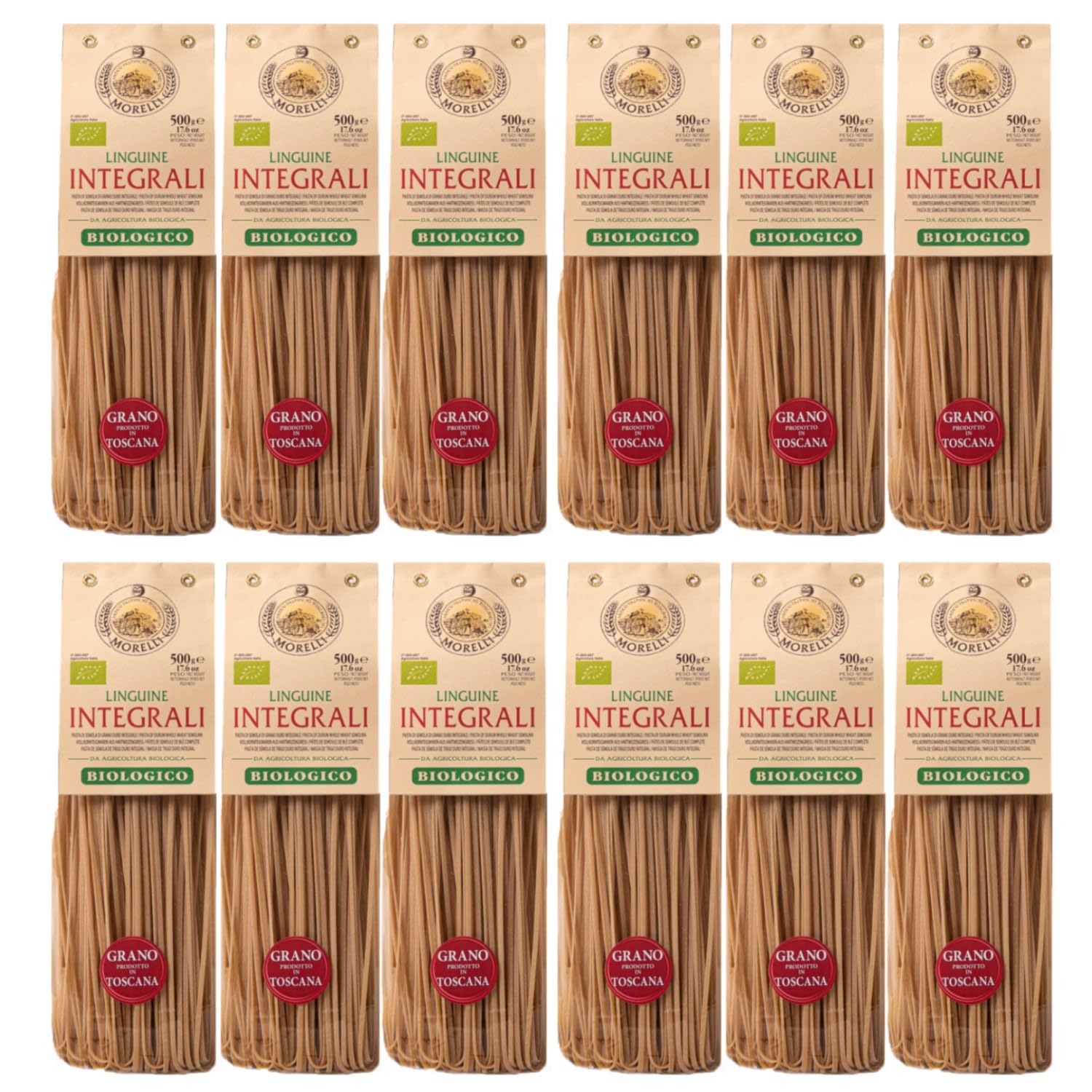 Morelli Bio Linguine Vollkorn Hartweizengriess Pasta Nudeln Italien inkl. FeinWert E-Book (12 x 500g)