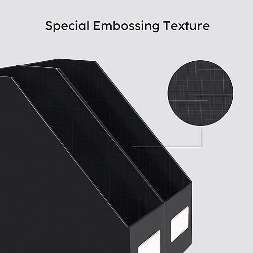 Miniatura 2 de JiaWei Portatarjetas negras para archivadores, 3 paquetes de cartón, organizador de oficina, almacenamiento de escritorio, archivador para estantes