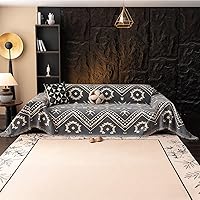Vista 158 de VClife funda boho de sofá de felpilla para sofá seccional, funda antideslizante para sofá de 2 plazas, protector para mascotas con borlas, funda