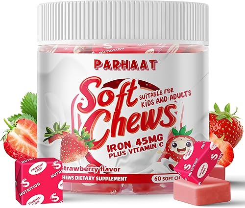 Miniatura 10 de Suplemento masticable suave de hierro con vitamina C | Sabor a piña | Sin gluten | Suplemento de hierro para mujeres, hombres y niños | 60 unidades