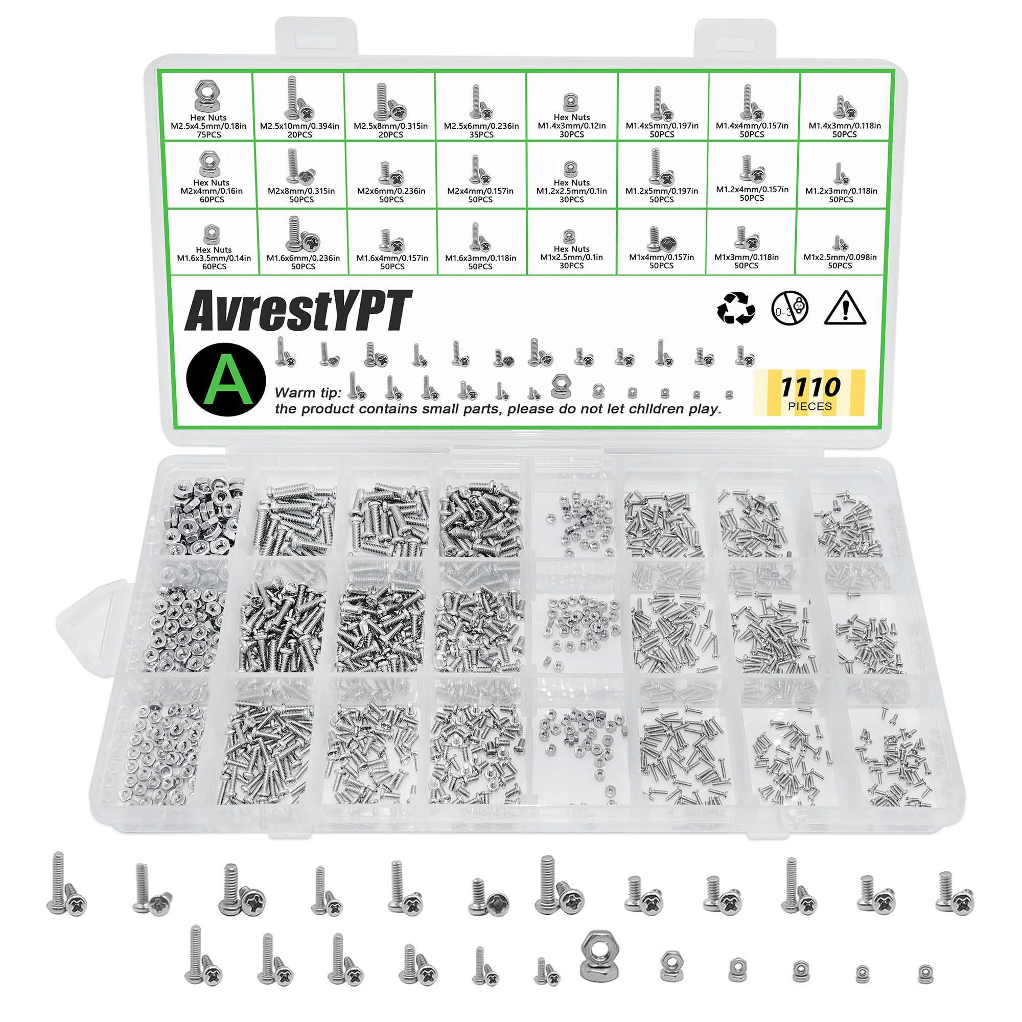 Photo 1 of AvrestYPT Metric Micro Screws & Nuts Kit