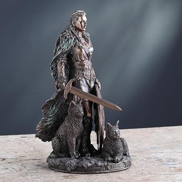 Veronese Design 8 1/4 Kalkan Freya İskandinav Aşk Tanrıçası Güzellik ve Savaş Soğuk Döküm Reçine Heykel Antik Bronz Kaplama Heykeli