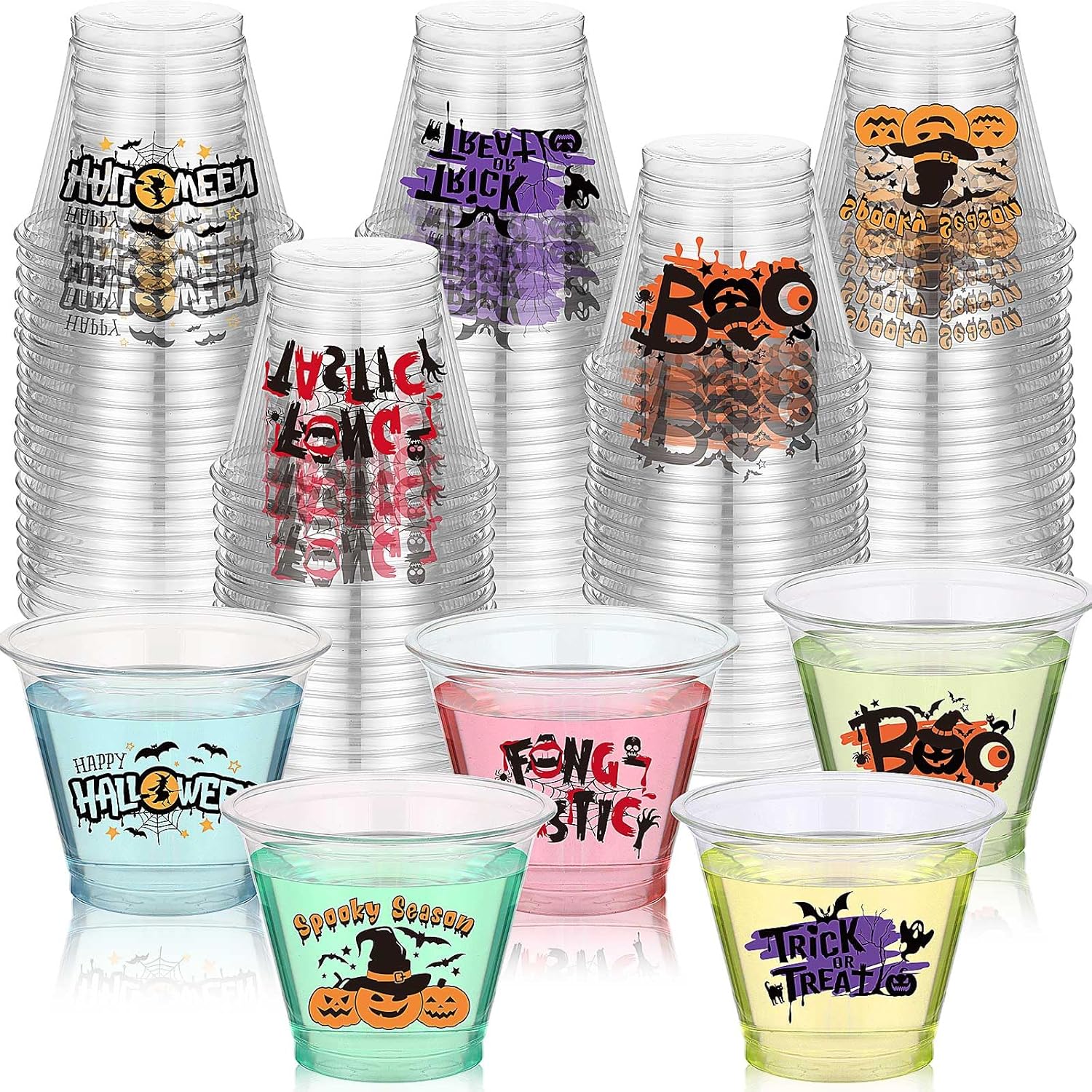 Uiifan 100 Pcs Disposable Halloween Cups Halloween Plastic