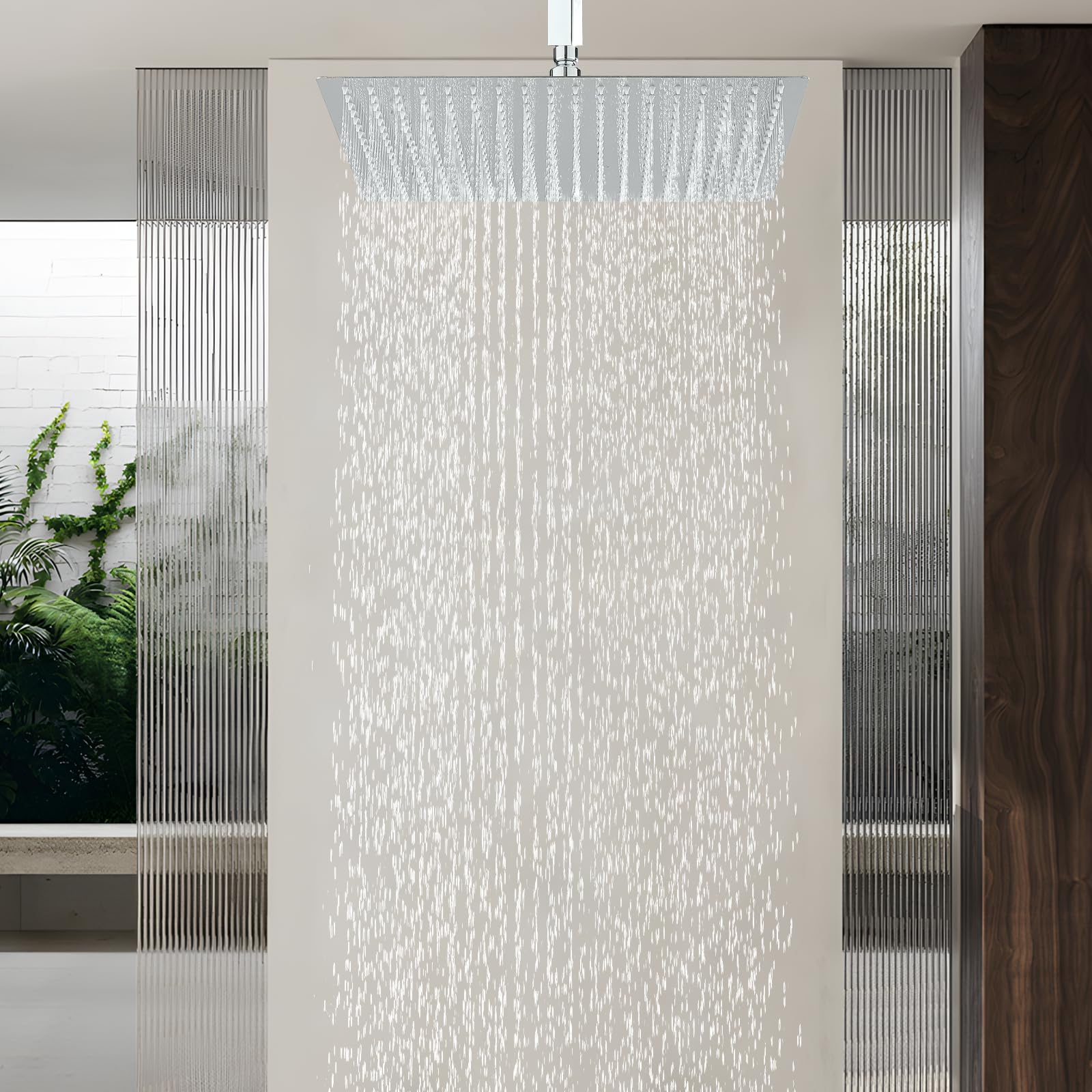Suguword Alcachofa de ducha de lluvia de 16 pulgadas, de acero inoxidable, alcachofa de ducha antical, alcachofa de ducha cuadrada, cabezal de ducha de lluvia, cromado, 40 x 40 cm