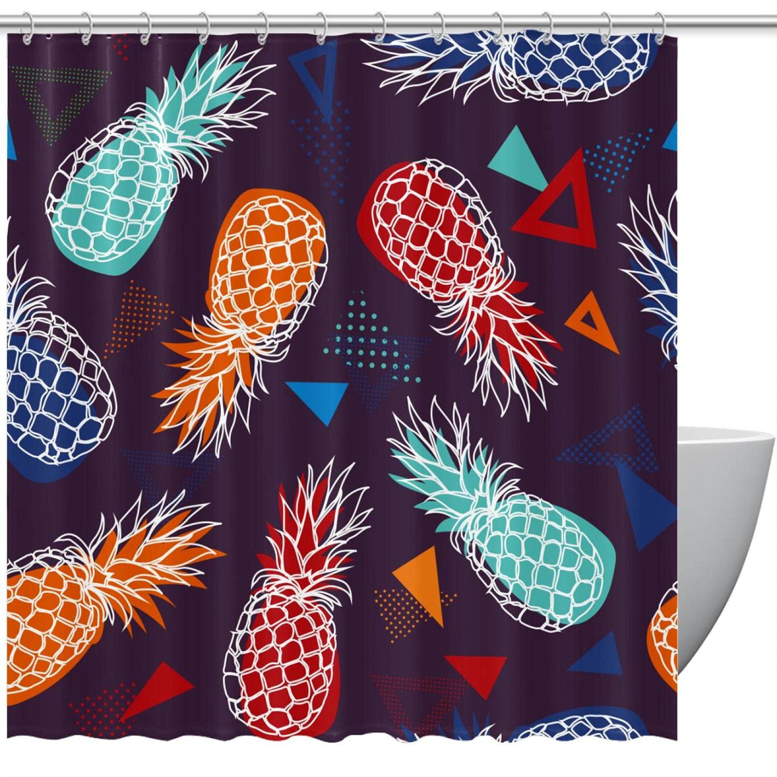 Rideau de douche étanche ananas 60x72 pour stopper les fuites d'eau sur le carrelage