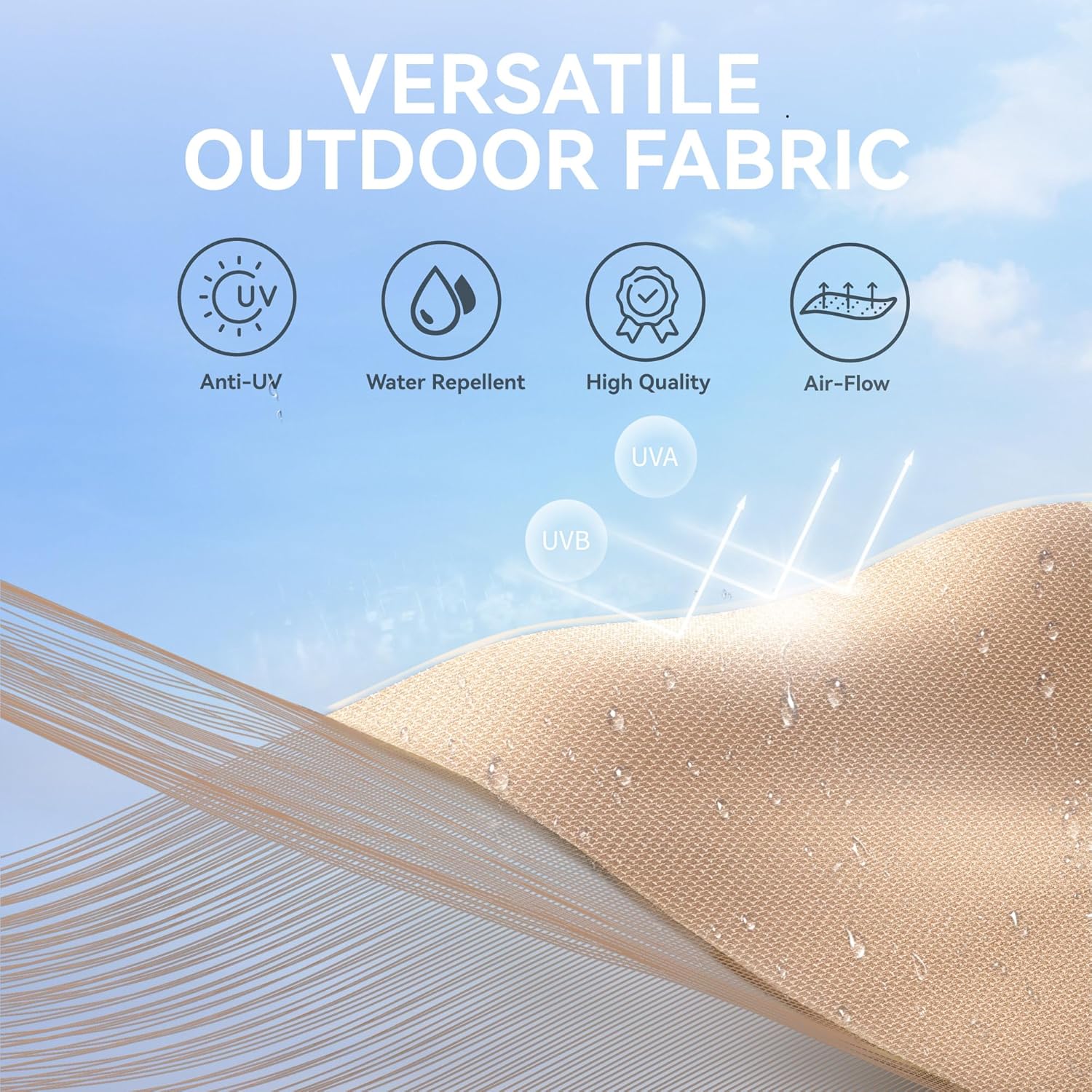 GREEN PARTY 10ft Outdoor Patio Umbrella, [Auto-Tilting] 3 Tiers Market Table Umbrellas with 1.5" Pole, 8 Sturdy Ribs, 3-Year-Non-Fading for Garden Deck Pool Backyard, Beige