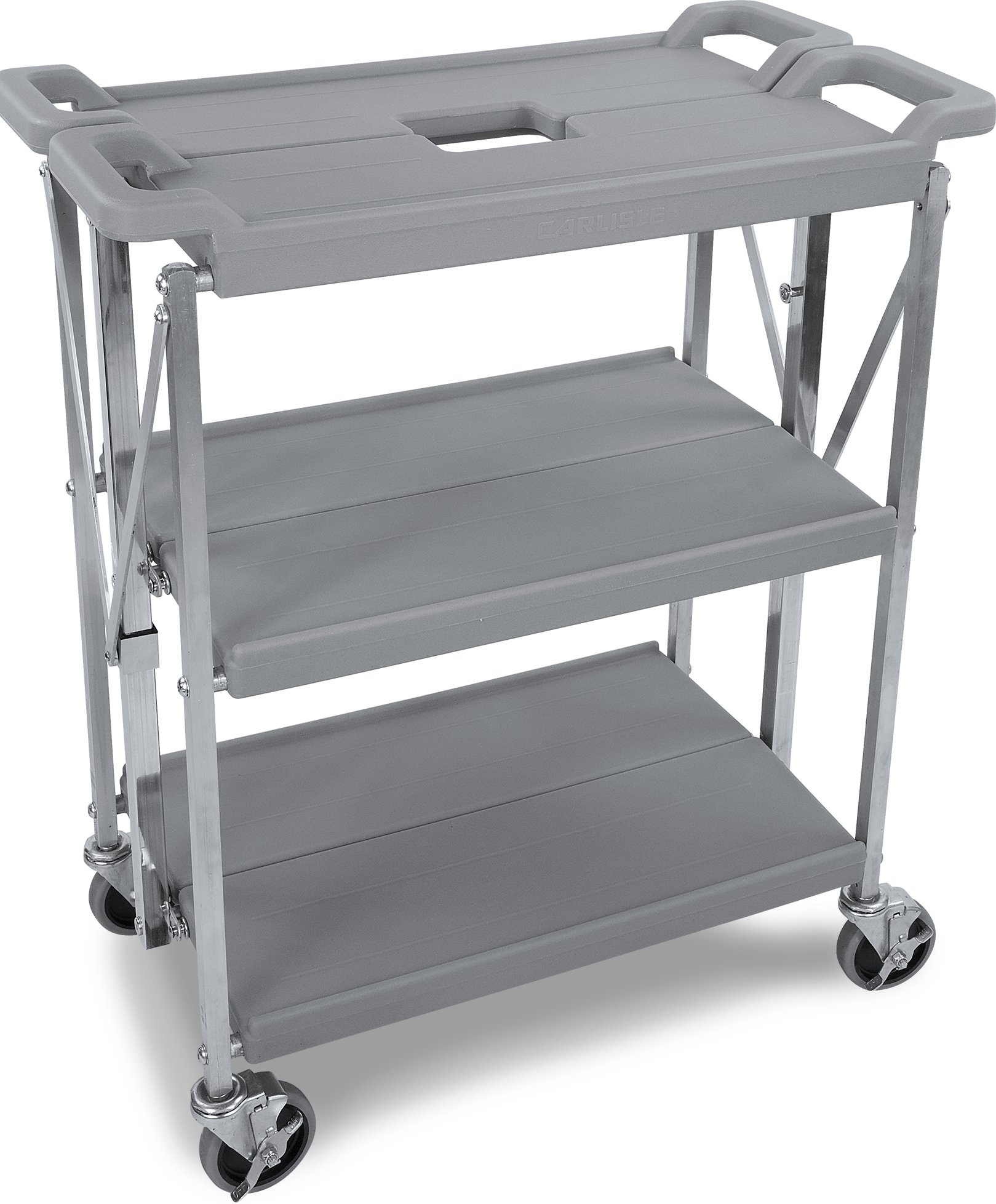 Carlisle FoodService Products SBC152123 Fold "N Go Polyethylene Cart, 350 lbs Capacity, 21" Length x 15" Width Shelf, Gray