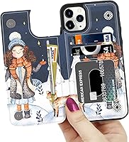 Vista 2 de LETO Funda para iPhone 11 Pro Max, funda de piel tipo cartera con diseños de moda para niñas y mujeres, ranuras para tarjetas, función atril, funda