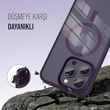 Babilden iPhone 11 Pro Max İçin Kılıf Kamera Korumalı Magsafe İle Uyumlu Kablosuz Şarj Özellikli Şeffaf Renkli Telefon Kılıfı (Mor)