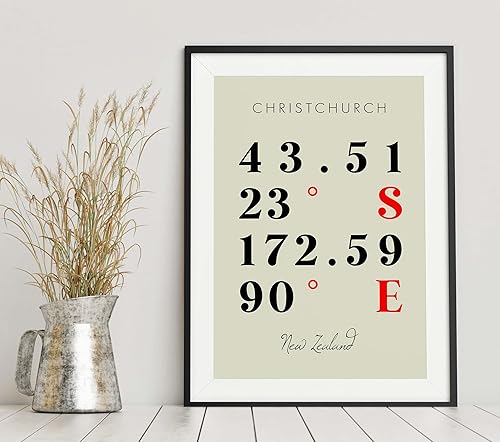 Miniatura 6 de Map of Christchurch, New Zealand, Multiline Coordinates Colored (36x48)