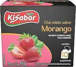 Kisabor, Chá de Morango Flores & Frutas, Para infusão, 15 Gramas com 10 Saquinhos