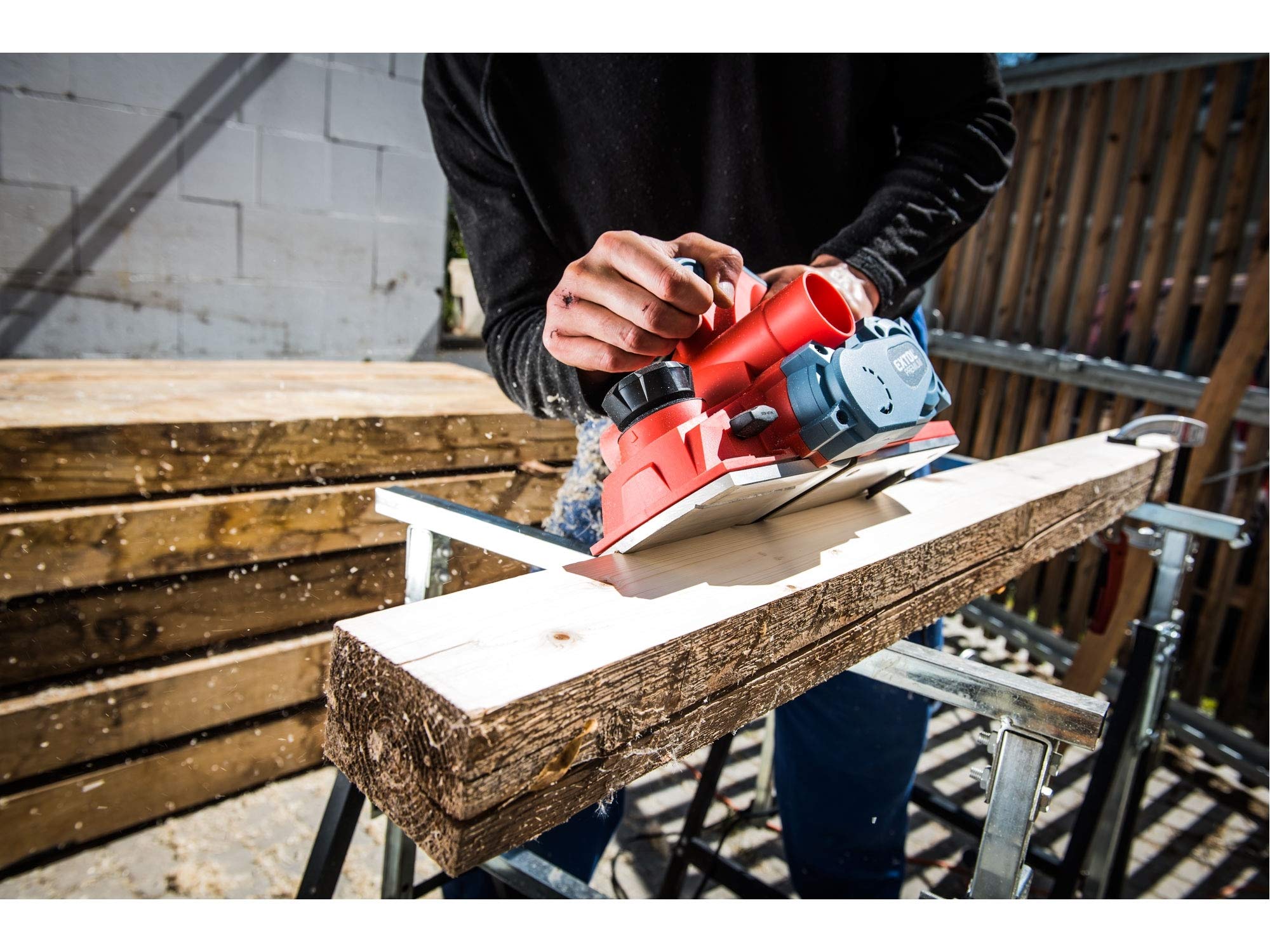 Pialla elettrica 110 mm di larghezza della pialla e profondità di serraggio fino a 3 mm I Pialla elettrica manuale - 1000 W I Pialla per legno con arresto parallelo e adattatore per tubo