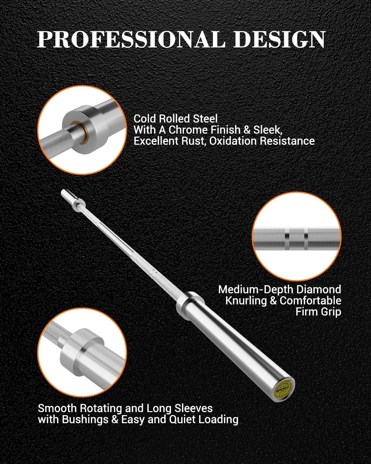 GarveeLife Barbell, 2 Inch 88 7Ft Barbell Bars, 45Lb Barbell, Hard Chrome & Knurled Grip & 1000Lb Capacity, Weight Bar For Squats,Bench Press,Deadlifts,Bent-Over Rows,Hip Thrusts