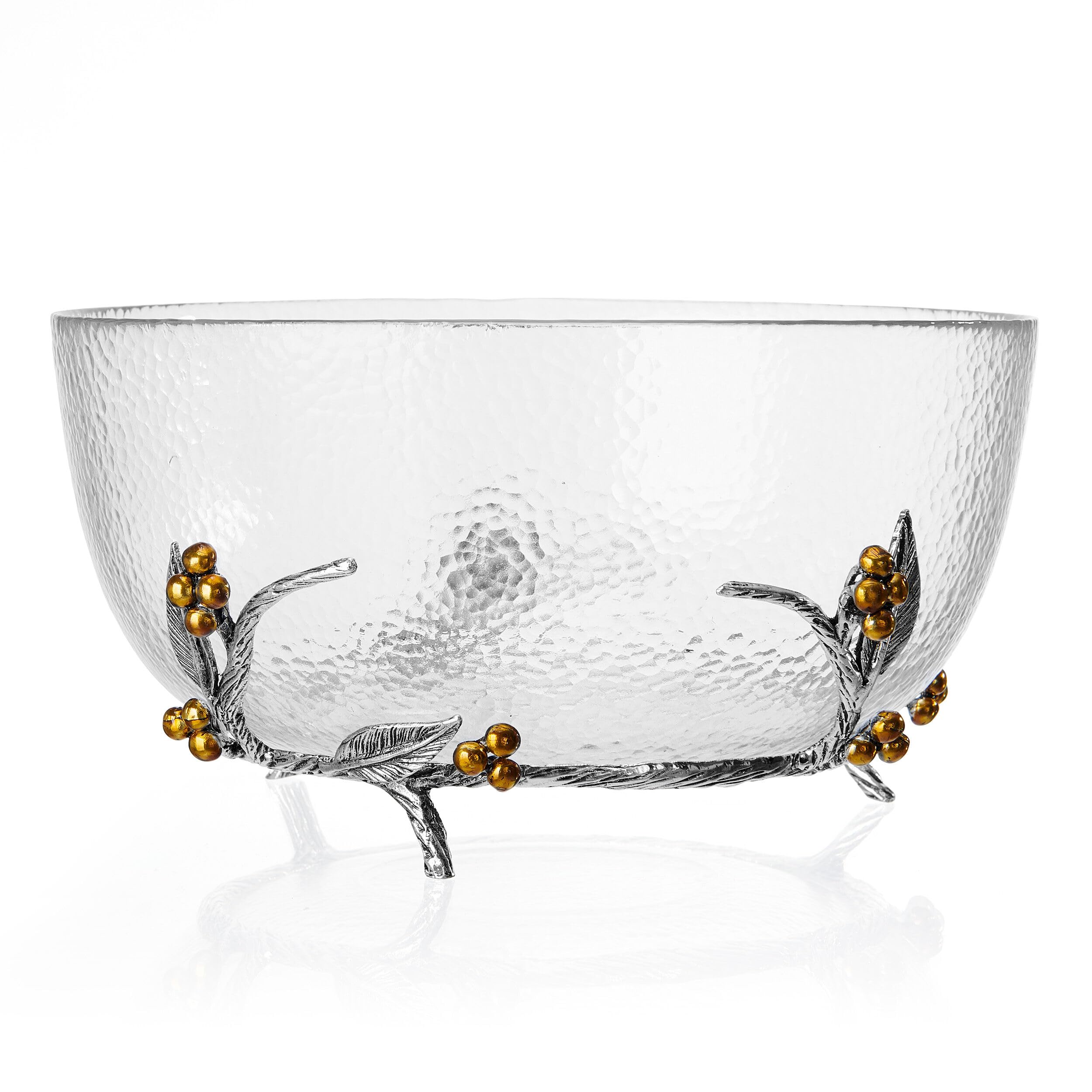 Fitz and Floyd Nature's Greeting Glass Centerpiece Serve Bowl, 5 Quart