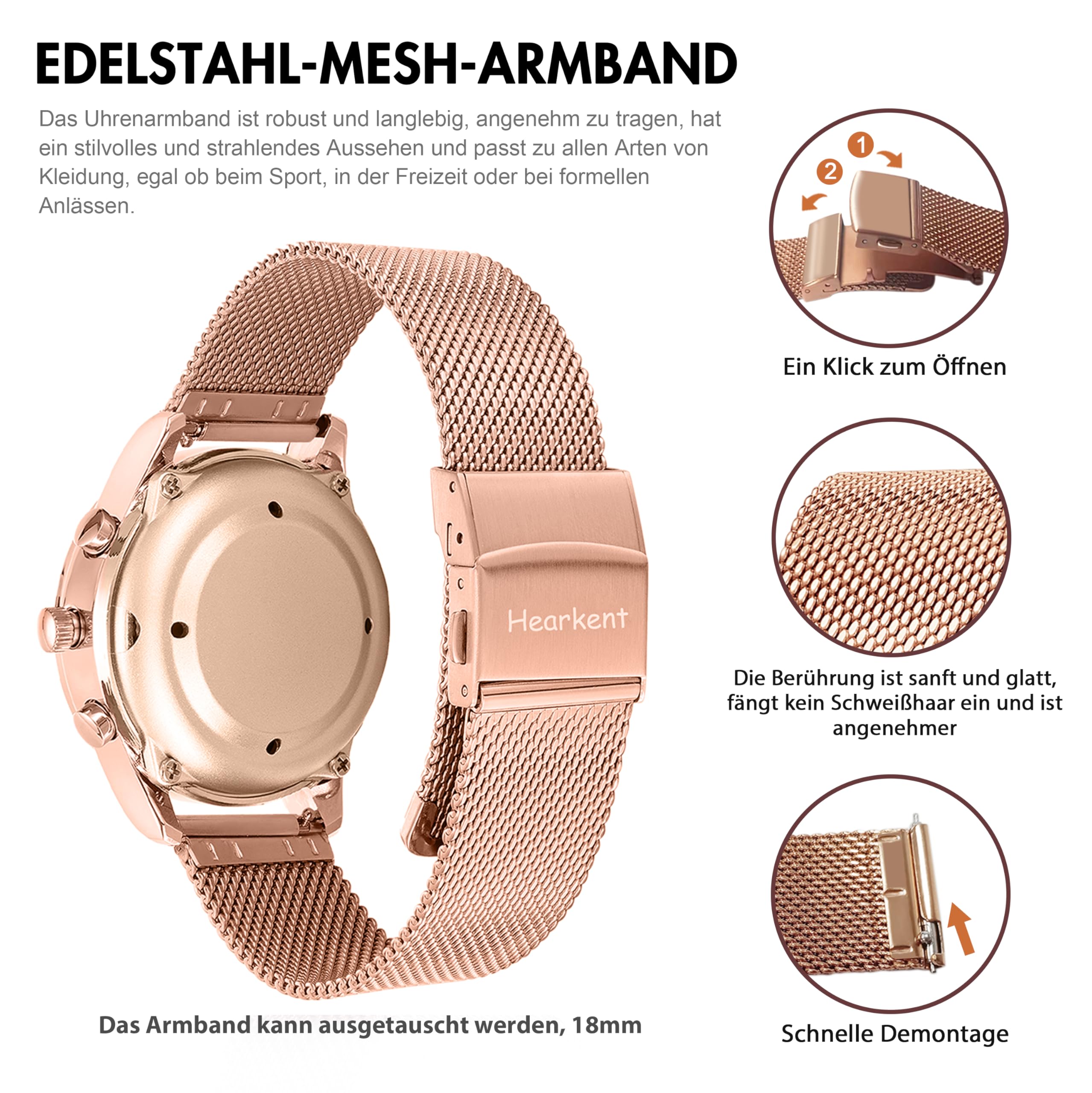 Hearkent Damen Sprechende Uhr, Laute und Klare Deutsche Sprachfunktion | Funk-Sprechuhr Analoge Armbanduhr für Senioren, Blinde und Menschen mit sehbehinderte