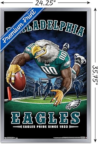 Miniatura 3 de Trends International NFL Philadelphia Eagles - Póster de pared de End Zone 17, 22.375 x 34 pulgadas, versión enmarcada plateada