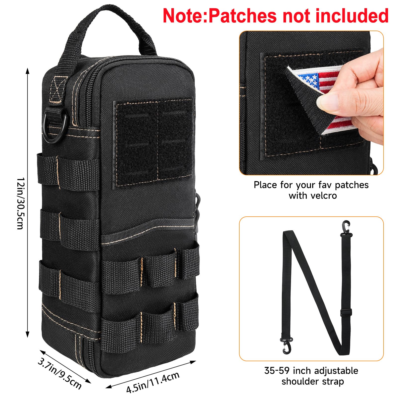 Petits Sacs à Outils Robustes pour Hommes avec Mousqueton,Pochette à Outils Tactique,étui de Rangement Portable Utilitaires avec Bandoulière pour EDC,Camping,Voyage en Voiture,électriciens