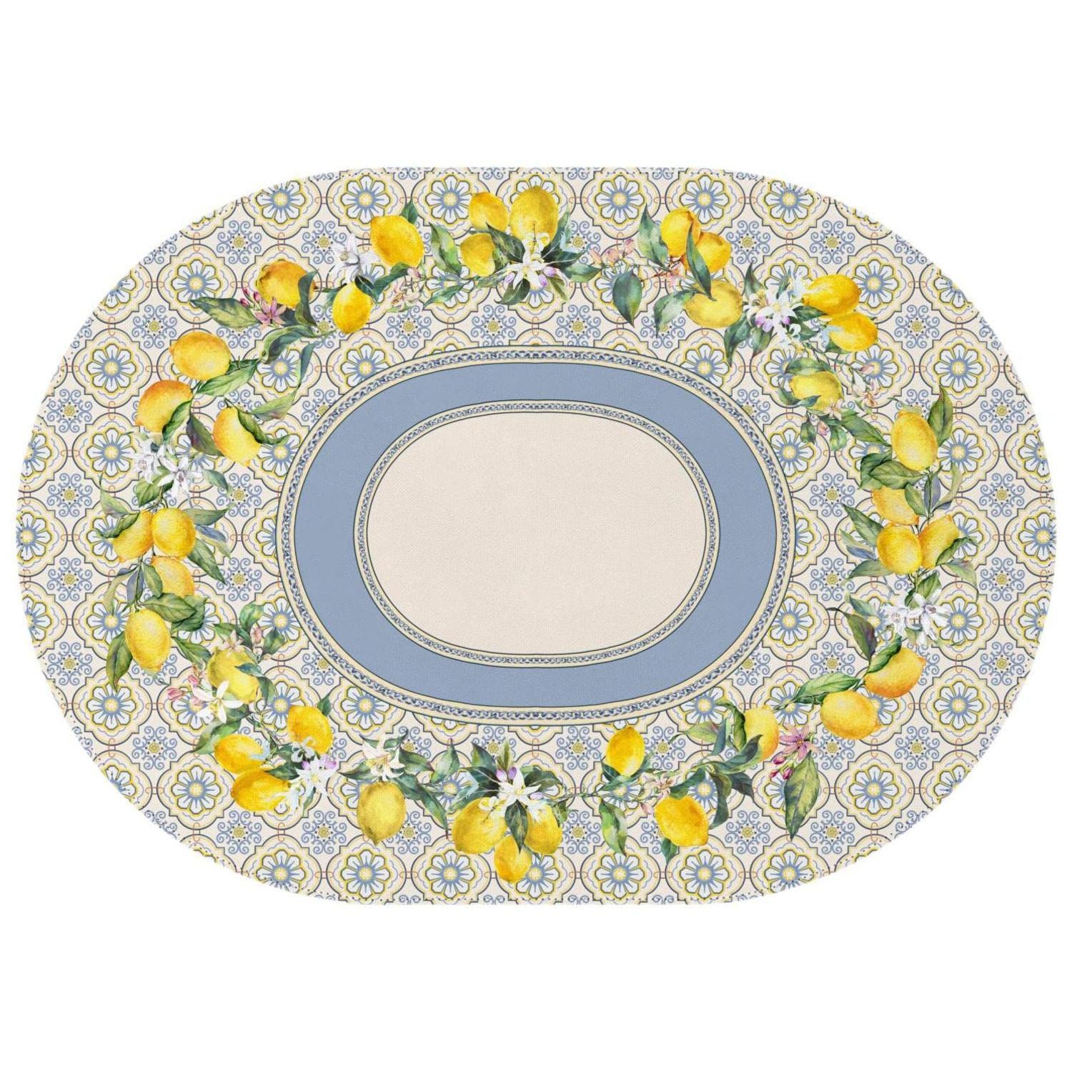 YightyOval Lemon Tablecloth 60x84inch, French Lemon Country Farmhouse Spring Summer Waterproof Wrinkle Resistant Washable Tablecloth for Indoor and Outdoor, Holiday Kitchen Restaurant and Party