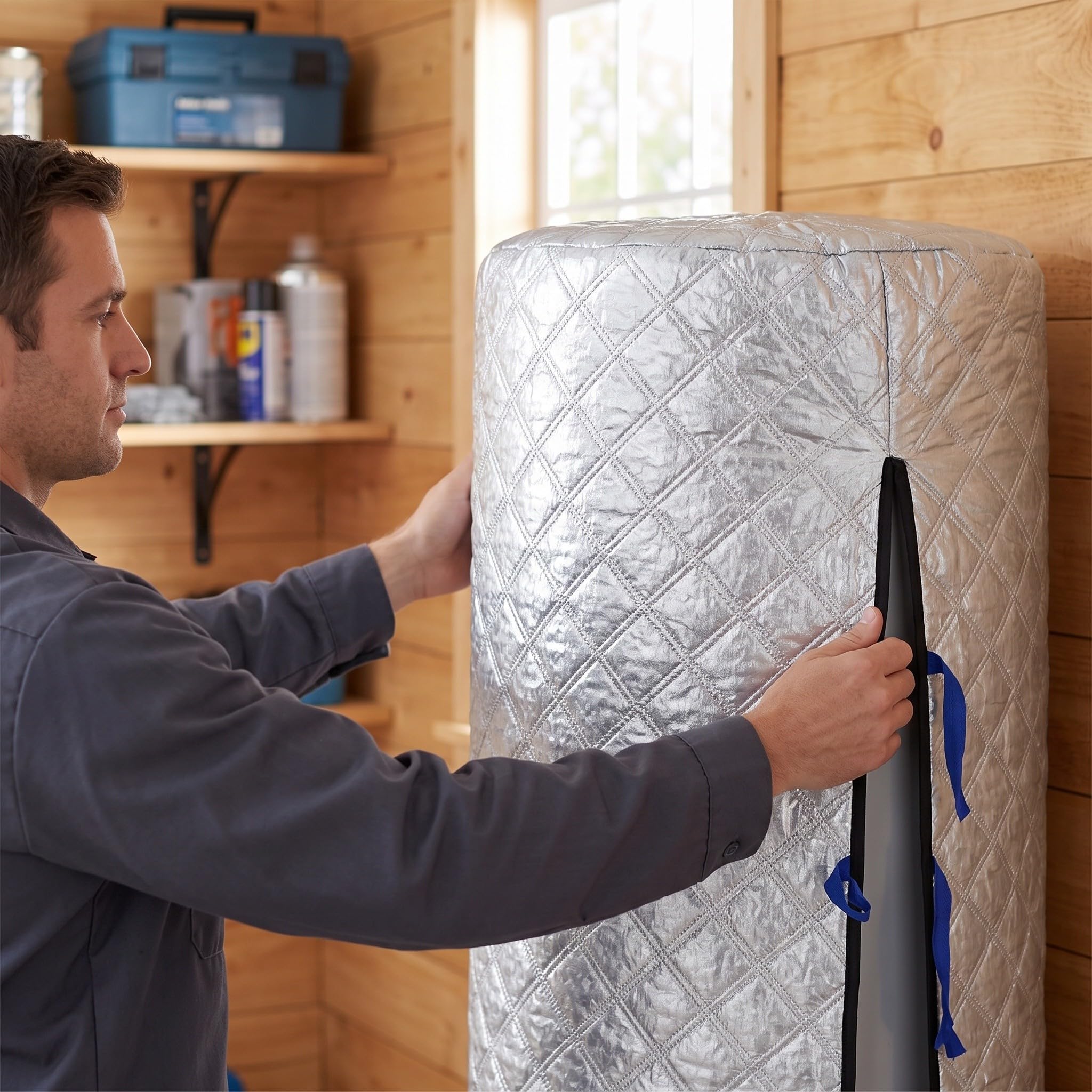 Operitacx Protector térmico para tanque de calentador de agua, 61x20"