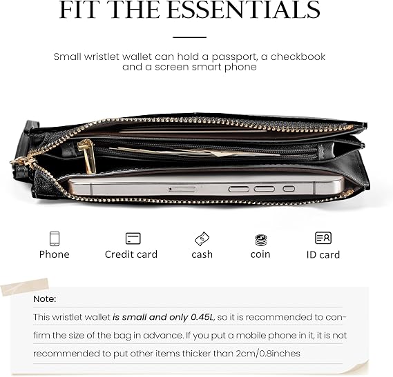 befen Genuine Leather Wristlet Clutch for Women Ultra-Slim Ladies Credit Card Holder Wallet Purses with RFID Protection