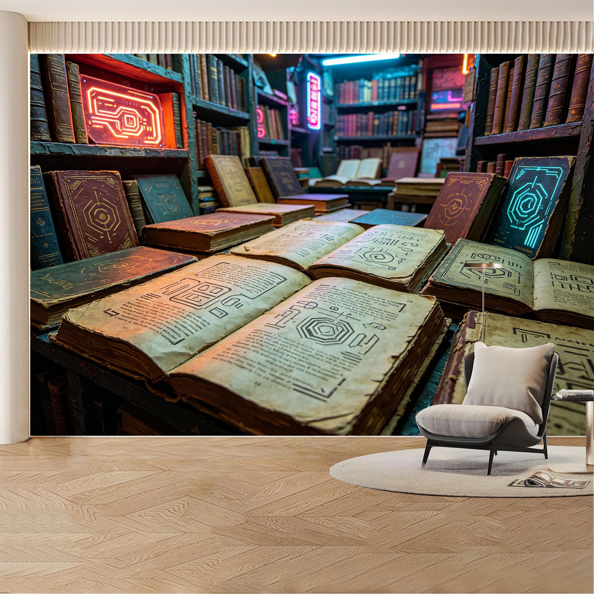 Custom Wall Mural Wallpaper Ancient Books Library Landscape Modern Wall Decor Large Wall Art Vintage Mystical Style Removable SelfAdhesive Large Photo for Living Room， Bedroom， Office