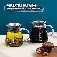 Vista 6 de Glass Range - Servidor de café para verter sobre café y té, 20.3 fl oz/20oz Ovalware apto para microondas y resistente al calor, cuerpo de vidrio