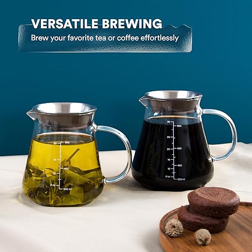 Miniatura 6 de Glass Range - Servidor de café para verter sobre café y té, 20.3 fl oz20oz Ovalware apto para microondas y resistente al calor, cuerpo de vidrio de