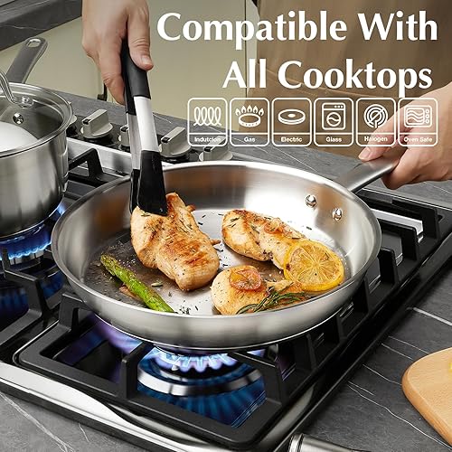 Miniatura 2 de KOCH SYSTEME CS Sartén de acero inoxidable de 8 pulgadas, sartenes pequeñas para utensilios de cocina profesionales, sartén de acero sin PFAS con