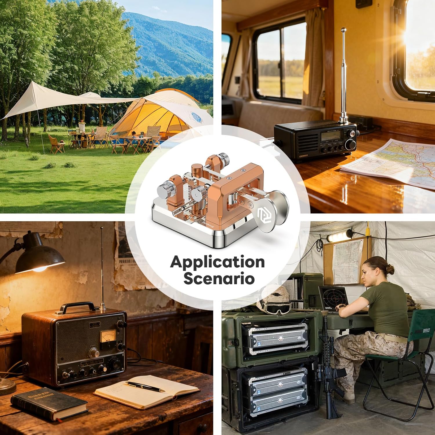 CW Key Morse Code Key Morse Telegraph Key Morse Code Key Aluminum Alloy CW Morse Code Key Square-Shaped Base Red (Silver)