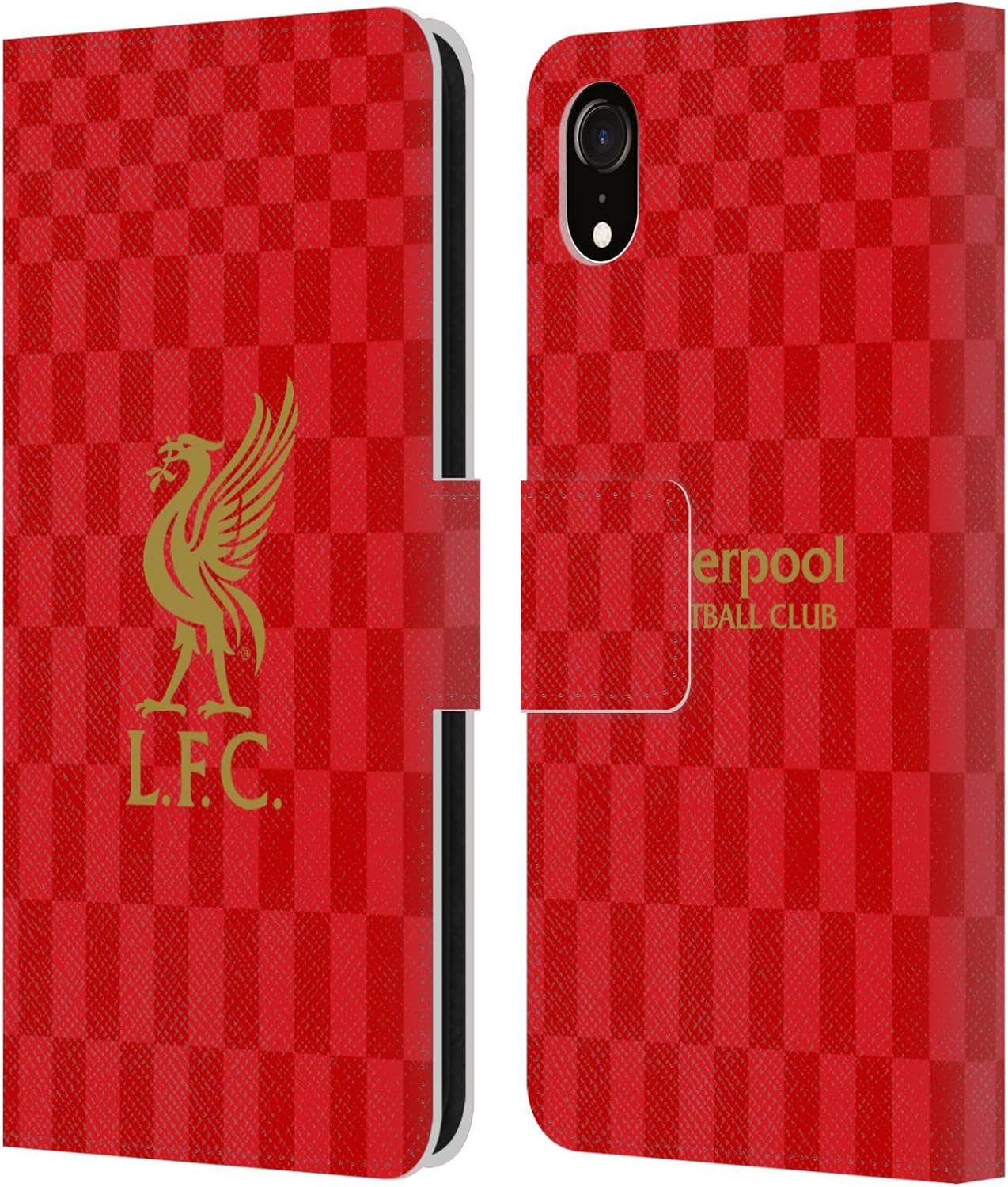Head Case Designs Officially Licensed Liverpool Football Club Gold On Red Kit Liver Bird Leather Wallet Case Compatible with Apple iPhone XR