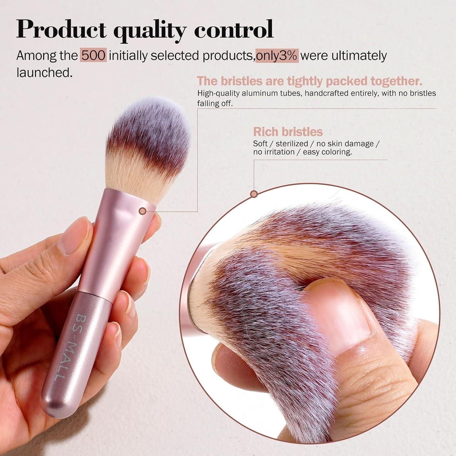 BS-MALL 14 Pcs Makeup Brushes Set with 1 Pcs Makeup Sponge – Essential Foundation Powder Concealers, Eye Shadows, Blush Makeup Brushes with Travel Makeup Case (Matte Gold Pink) thumbnail 3