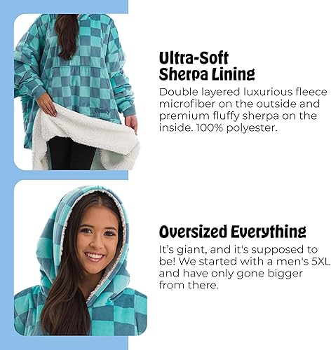 Miniatura 4 de THE COMFY Original  Manta de forro polar de microfibra con forro sherpa, diseño de gran tamaño con capucha y bolsillo de Shark Tank