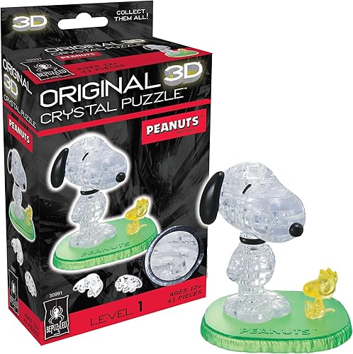 Rompecabezas original de vidrio 3D – Bella, Snoopy y Woodstock, talla única Cacahuetes Snoopy y Woodstock,Peanuts Snoopy Detective,Peanuts Snoopy