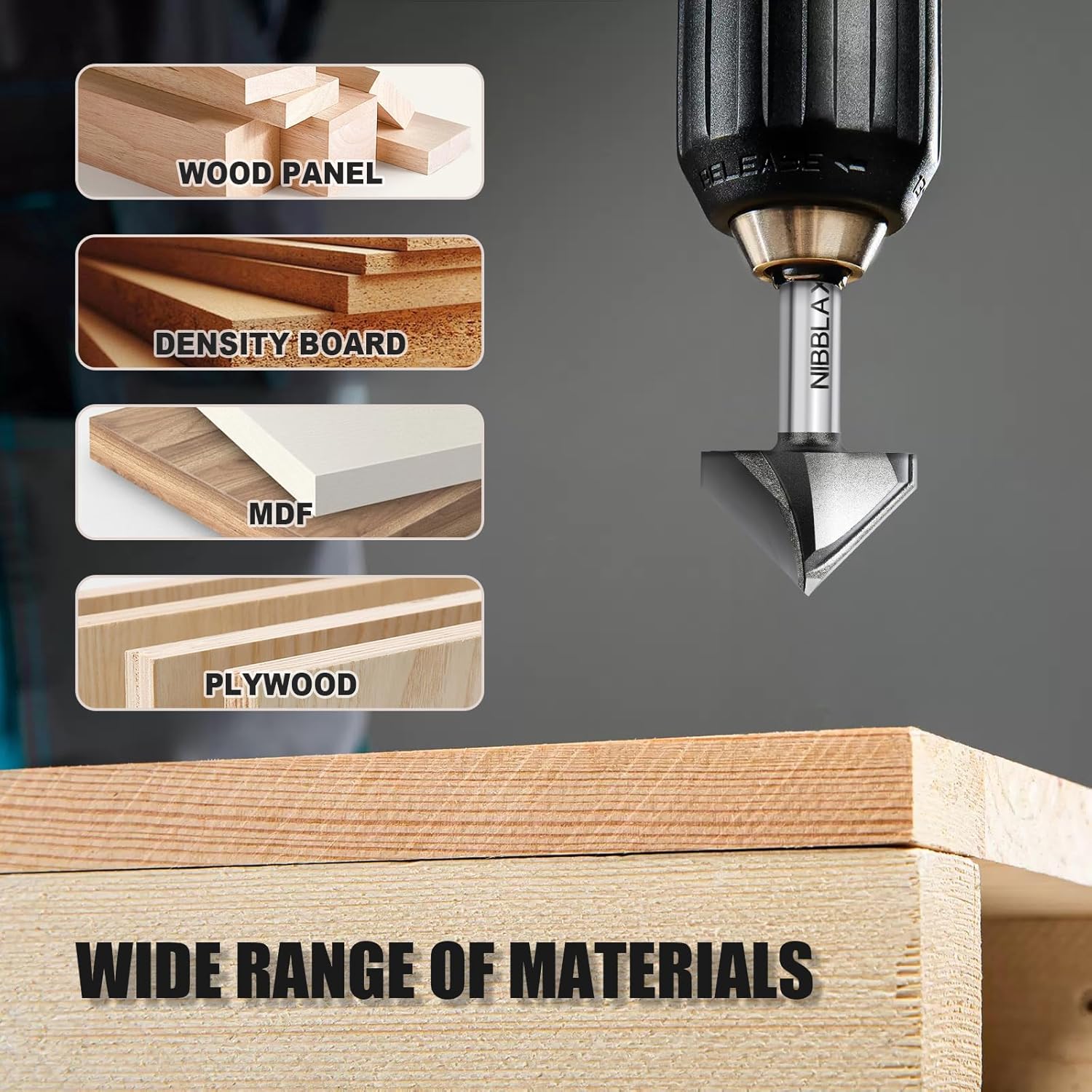 90 Degree V Groove Router Bit 1/4" Shank, 1/2" Cutting Diameter x 1/2" Cutting Depth, Carbide Tipped V-Groove Router Bits for Grooving Woodworking