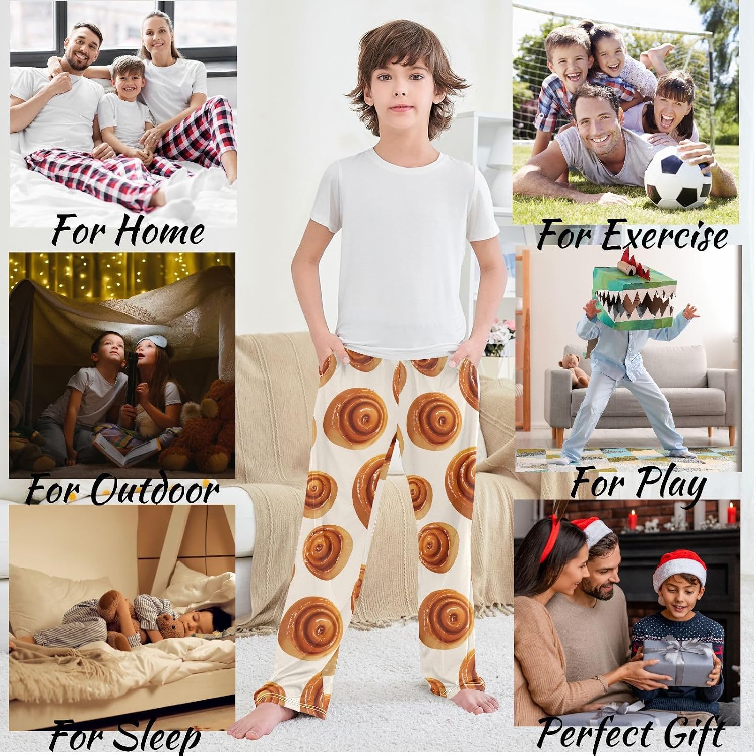 visesunny Boys Pants Cartoon Dog Border Collies Loose Jogger Pants Soft Elastic Trousers Long Bottoms with Pockets M