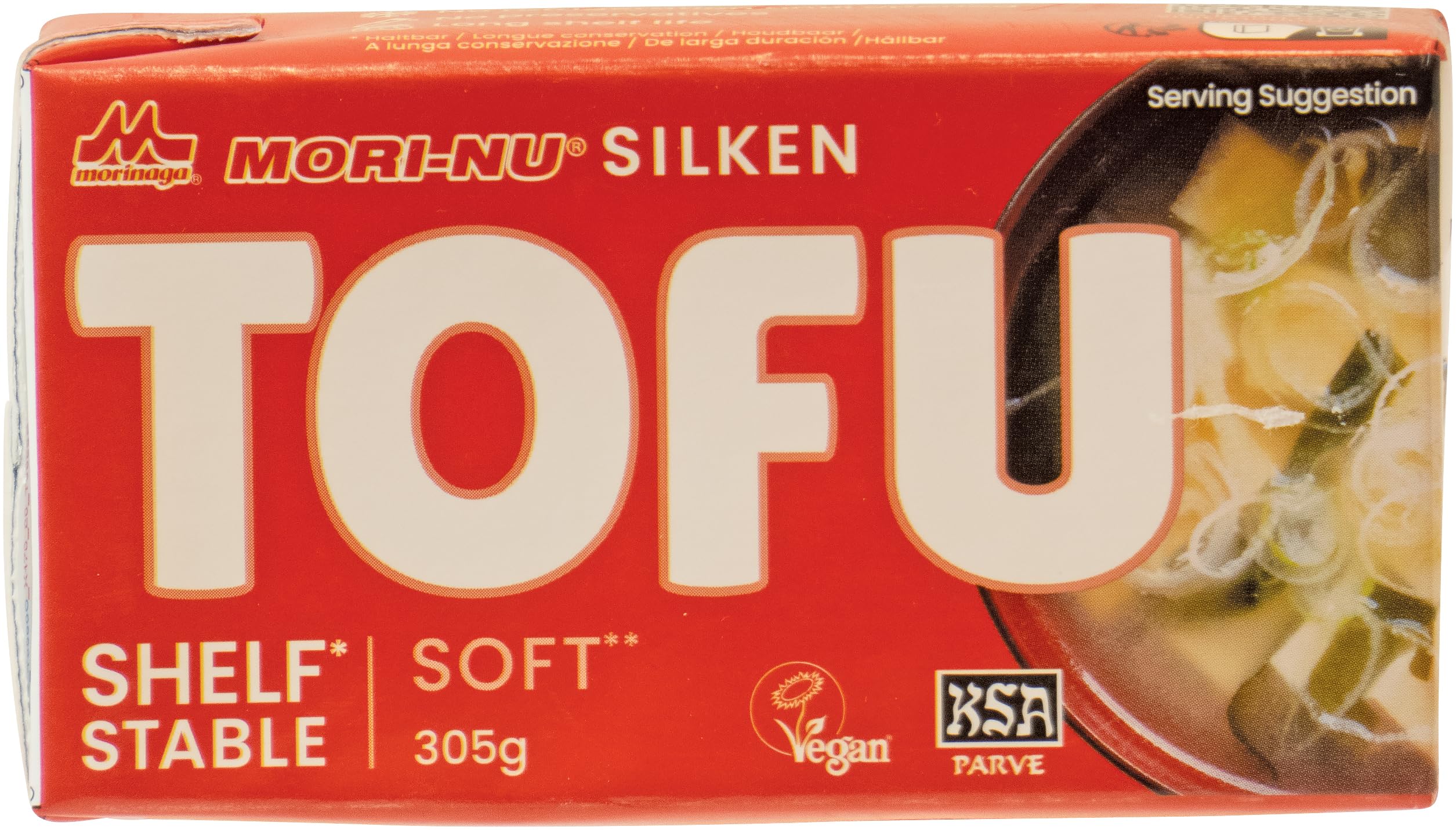 MORI-NU Tofu weich - Weicher Seidentofu aus Sojabohnen - Ideal für Vorspeisen, Snacks, Dips & Saucen - Vegan und Glutenfrei - 1 x 305g