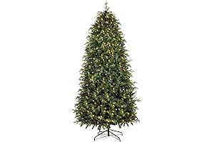 7.5 ft Pre-Lit Xmas Tree Stand Artificial PE Feel Real Christmas Tree...
