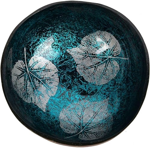 ChezMax Cuenco de coco natural con incrustaciones de madreperla para llave para mesa de entrada, contenedor de dulces, frutos secos, cuenco redondo