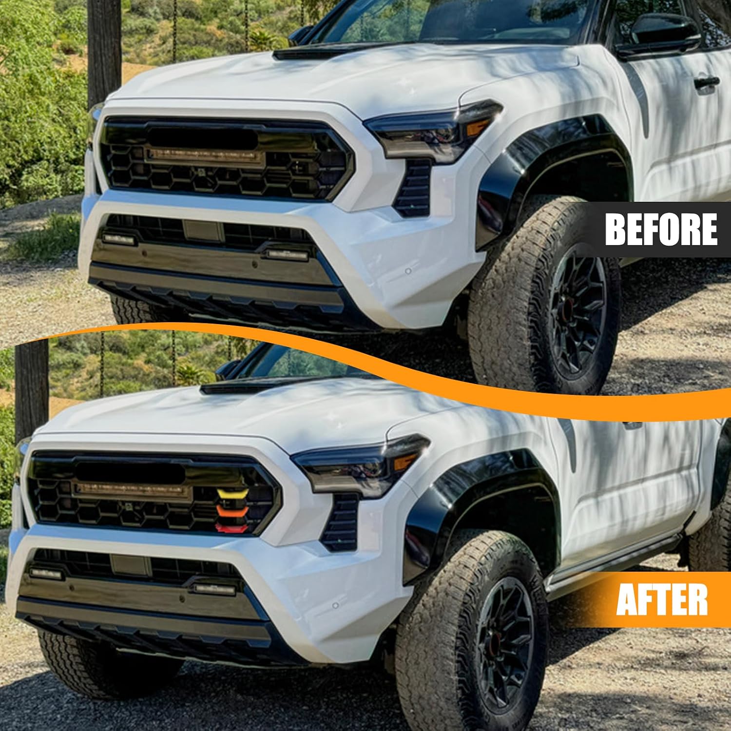 Tricolored Front Grille Insert Trims Compatible with 2024 2025 2026 Toyota Tacoma Accessories TRD Pro/Trailhunter, Driver Side Grille Cover Exterior Decoration