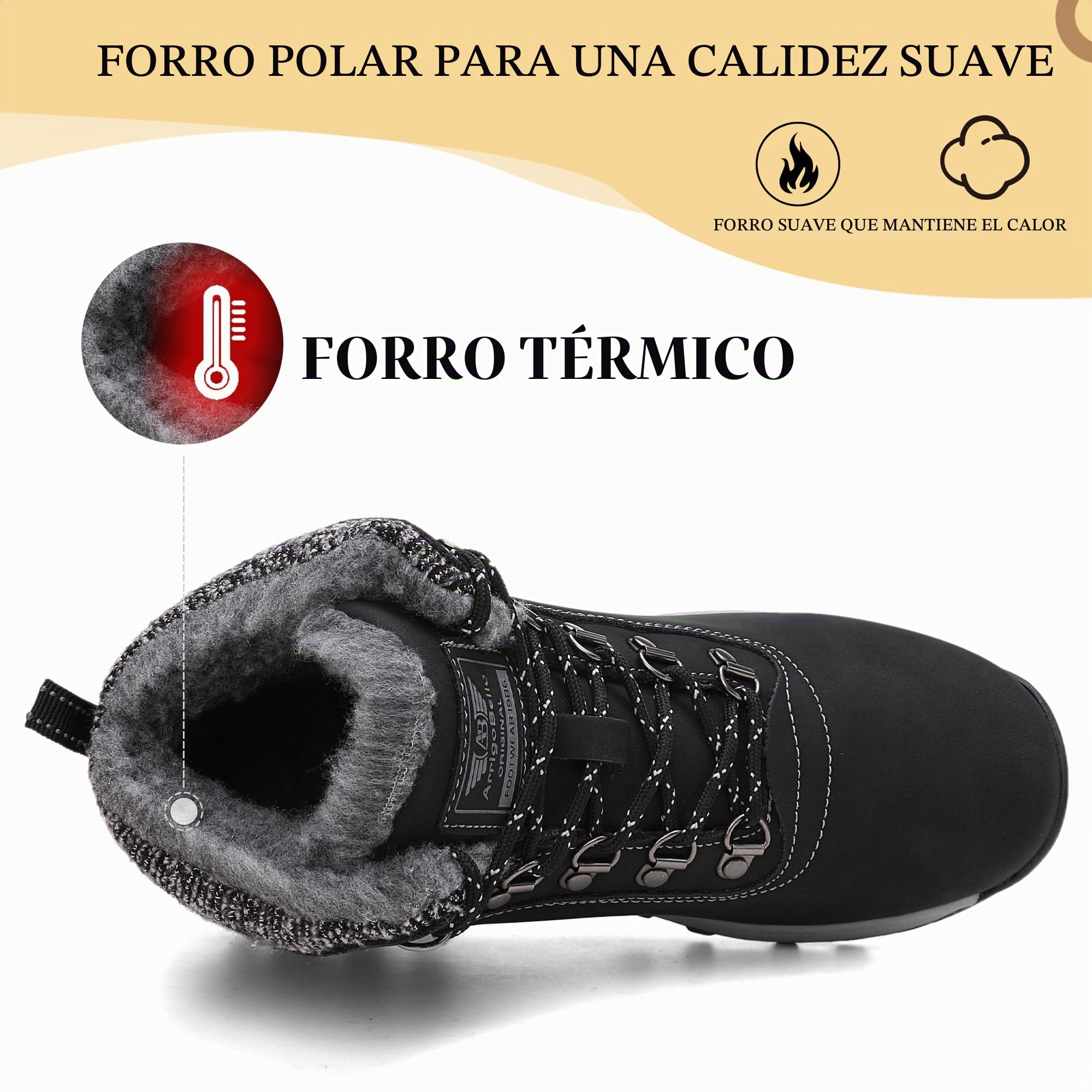 ARRIGO BELLO Botas Mujer Invierno Botines Nieve Antideslizante Calientes Trekking Outdoor Talla 36-42