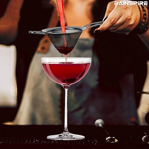Miniatura 7 de Rainspire Colador pequeño de acero inoxidable de malla fina, mini colador de cóctel para cócteles, té, hierbas, café y bebidas, colador de té con